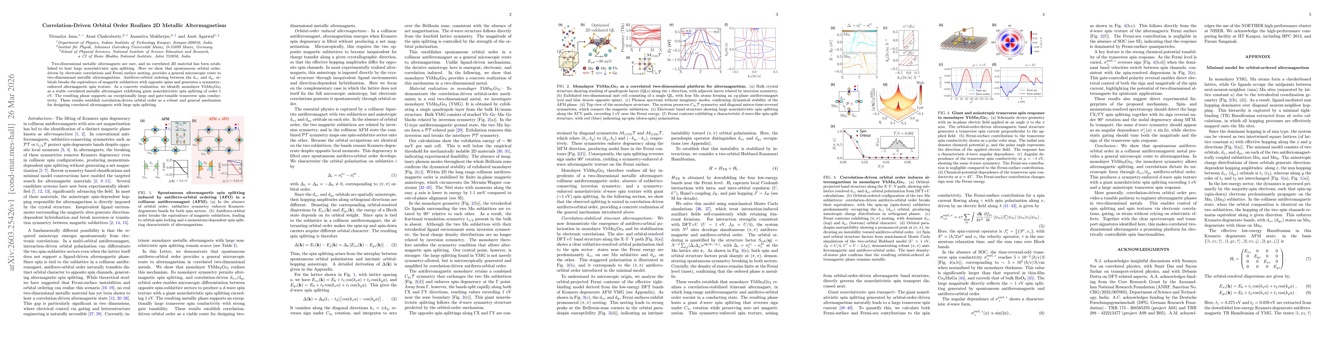 Thumbnail for Correlation-Driven Orbital Order Realizes 2D Metallic Altermagnetism