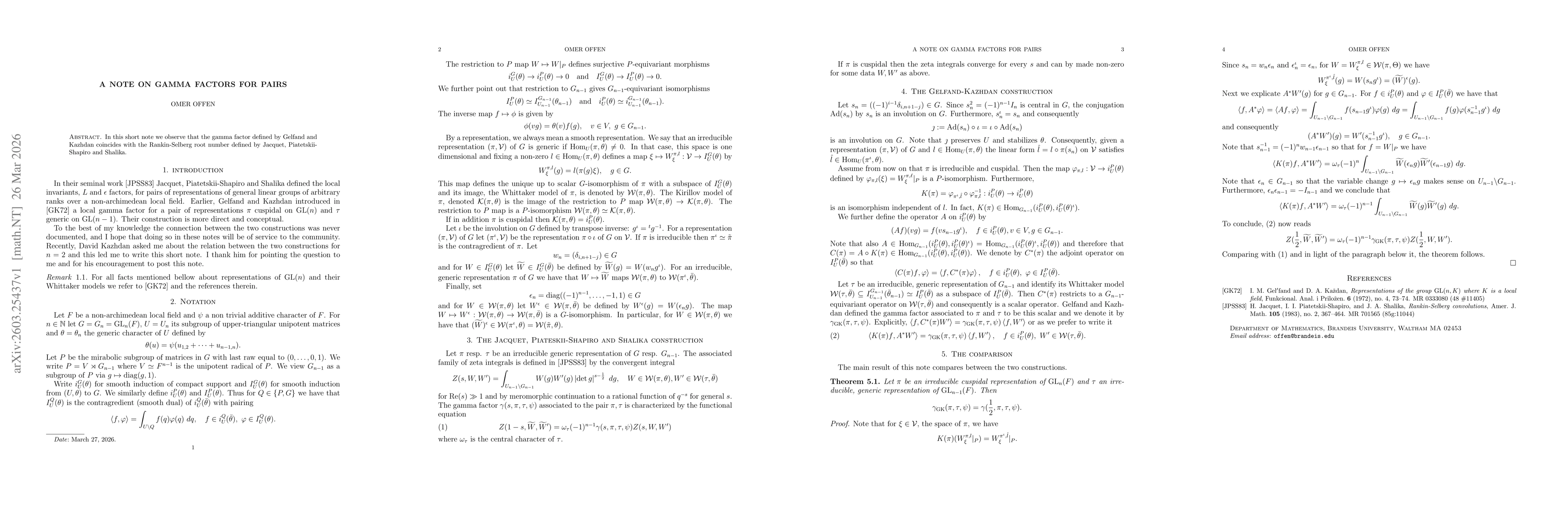 Thumbnail for A note on gamma factors for pairs