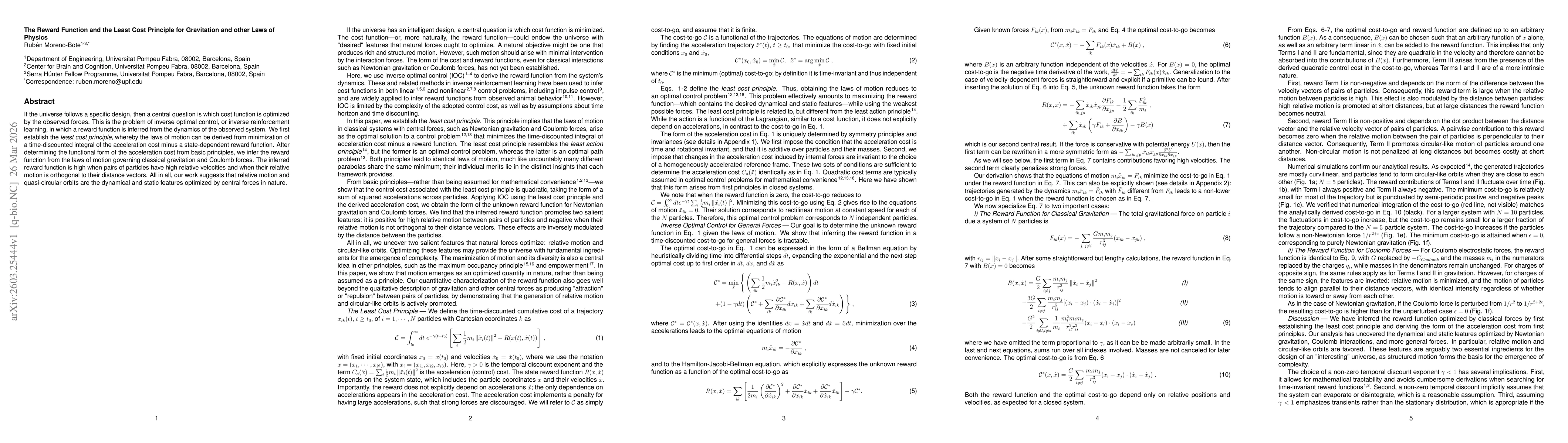 Thumbnail for The Reward Function and the Least Cost Principle for Gravitation and other Laws of Physics