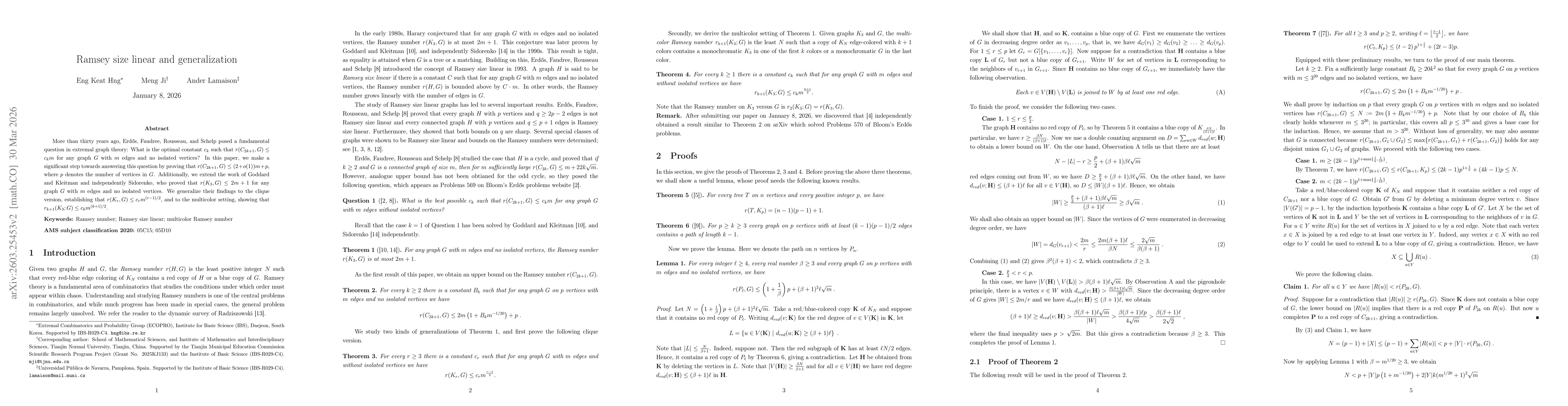 Thumbnail for Ramsey size linear and generalization