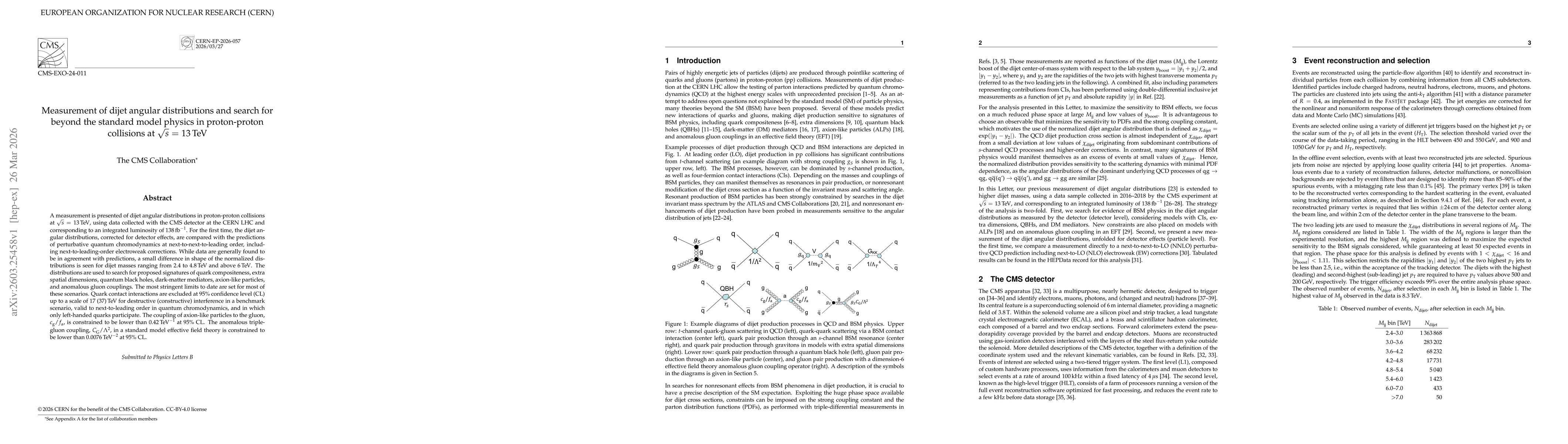 Thumbnail for Measurement of dijet angular distributions and search for beyond the standard model physics in proton-proton collisions at $\sqrt{s}$ = 13 TeV