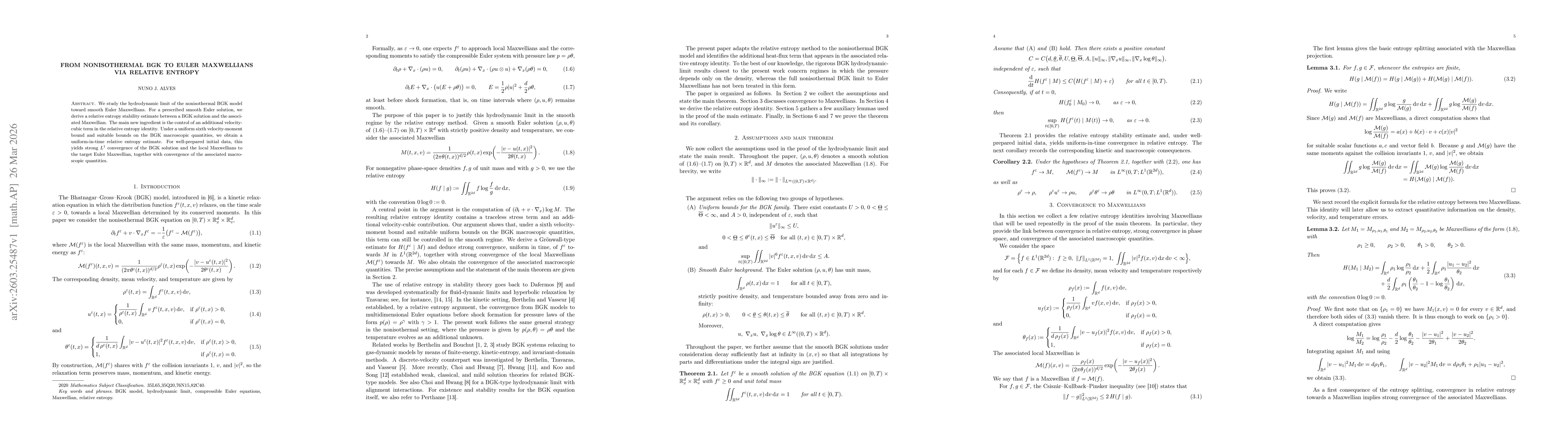 Thumbnail for From nonisothermal BGK to Euler Maxwellians via relative entropy