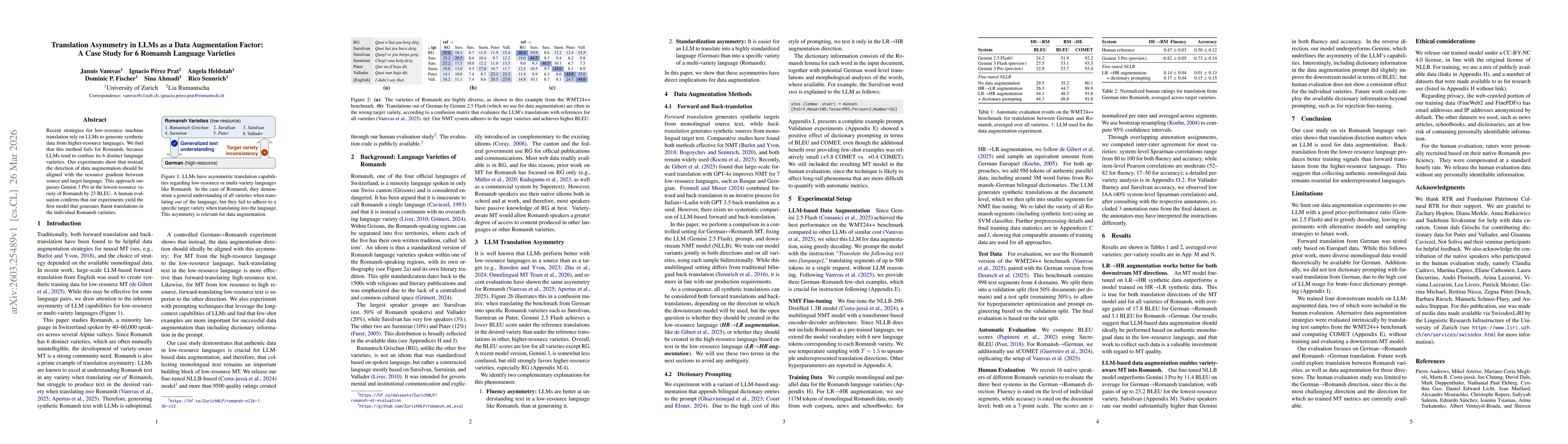 Thumbnail for Translation Asymmetry in LLMs as a Data Augmentation Factor: A Case Study for 6 Romansh Language Varieties