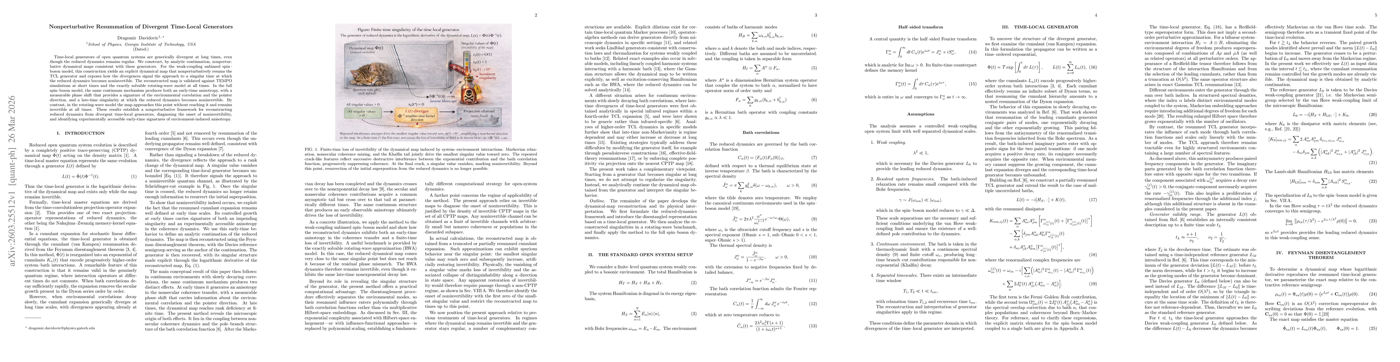 Thumbnail for Nonperturbative Resummation of Divergent Time-Local Generators