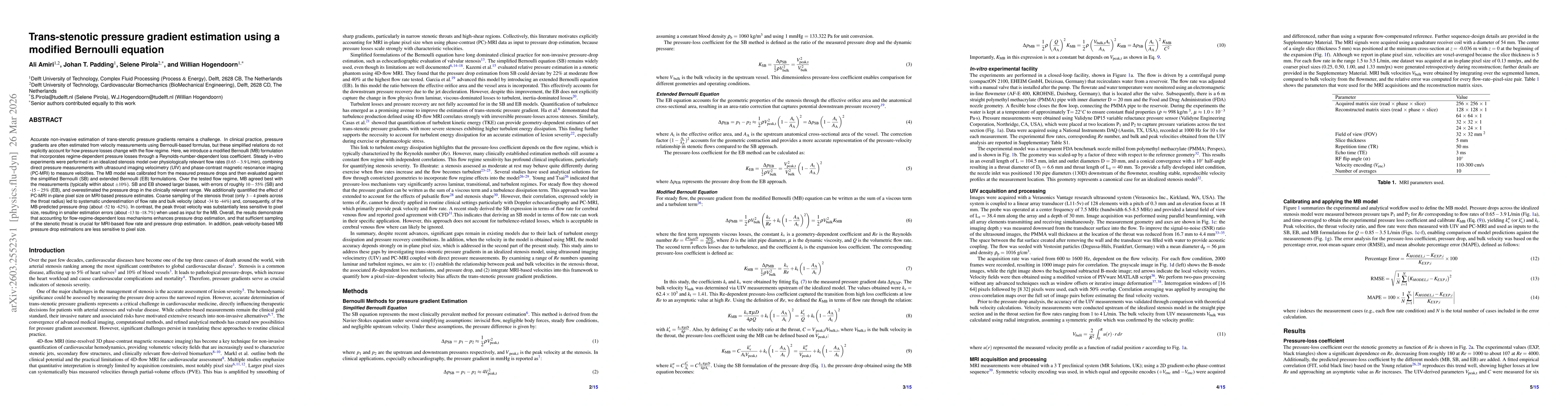 Thumbnail for Trans-stenotic pressure gradient estimation using a modified Bernoulli equation