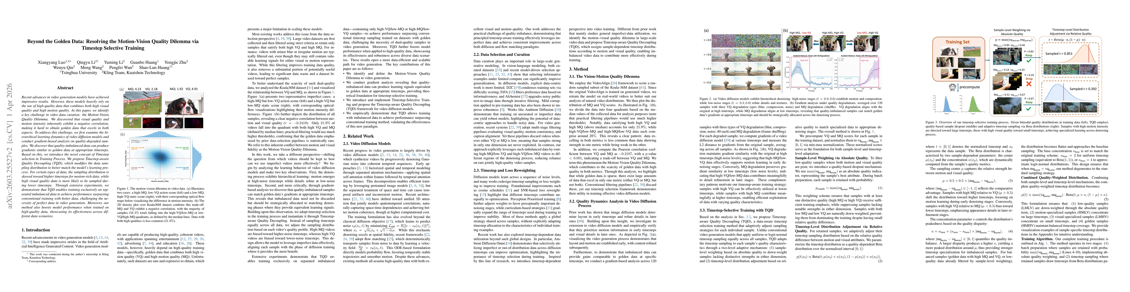 Thumbnail for Beyond the Golden Data: Resolving the Motion-Vision Quality Dilemma via Timestep Selective Training