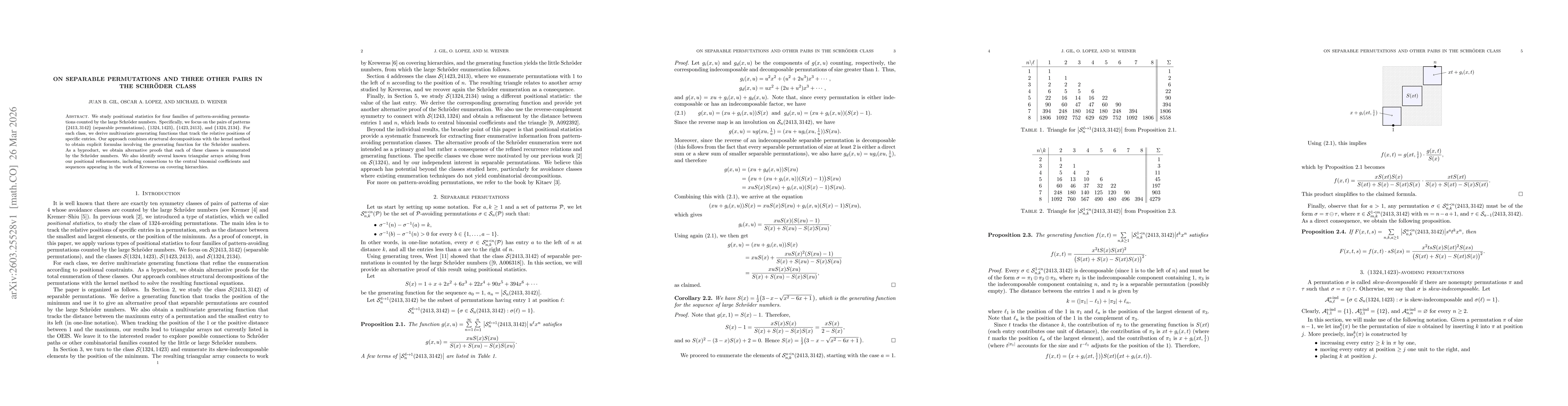 Thumbnail for On separable permutations and three other pairs in the Schröder class