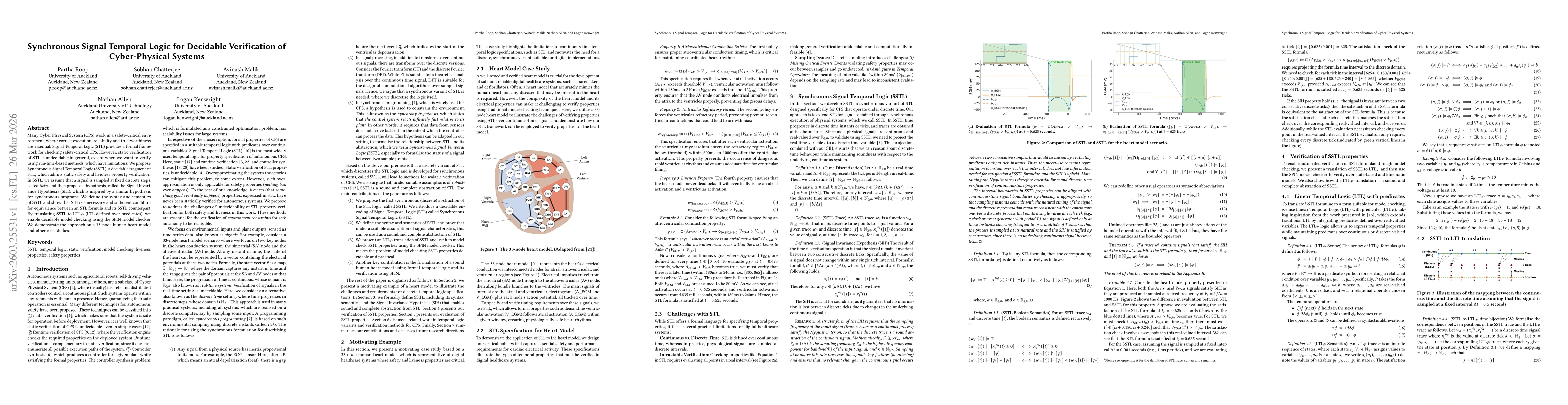 Thumbnail for Synchronous Signal Temporal Logic for Decidable Verification of Cyber-Physical Systems
