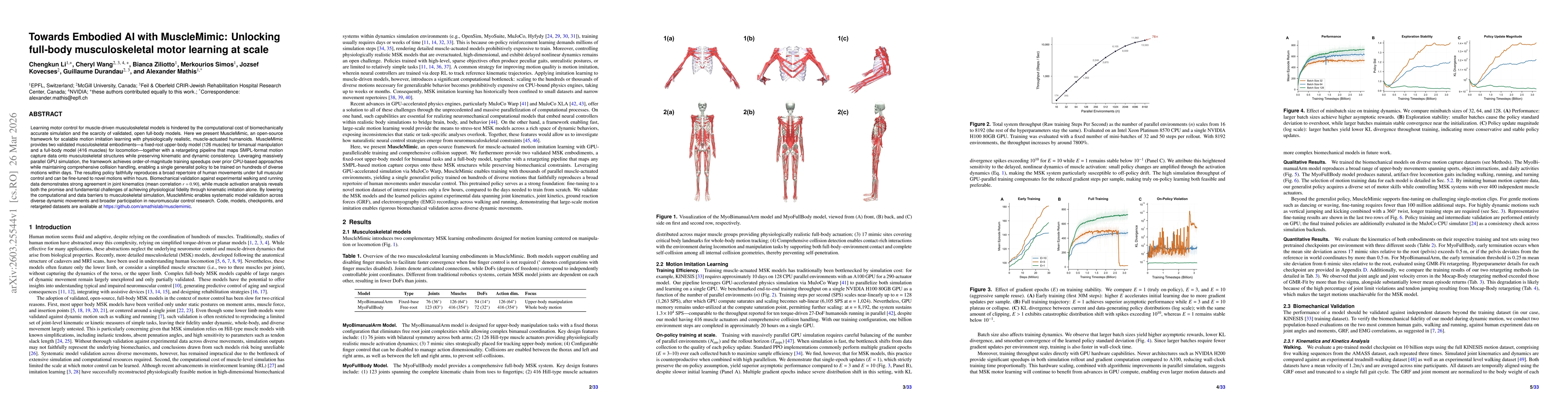 Thumbnail for Towards Embodied AI with MuscleMimic: Unlocking full-body musculoskeletal motor learning at scale