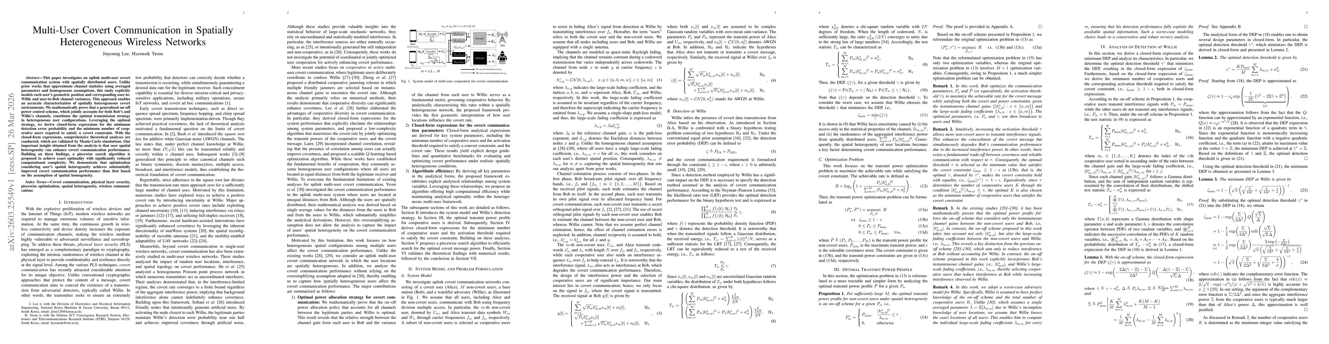 Thumbnail for Multi-User Covert Communication in Spatially Heterogeneous Wireless Networks