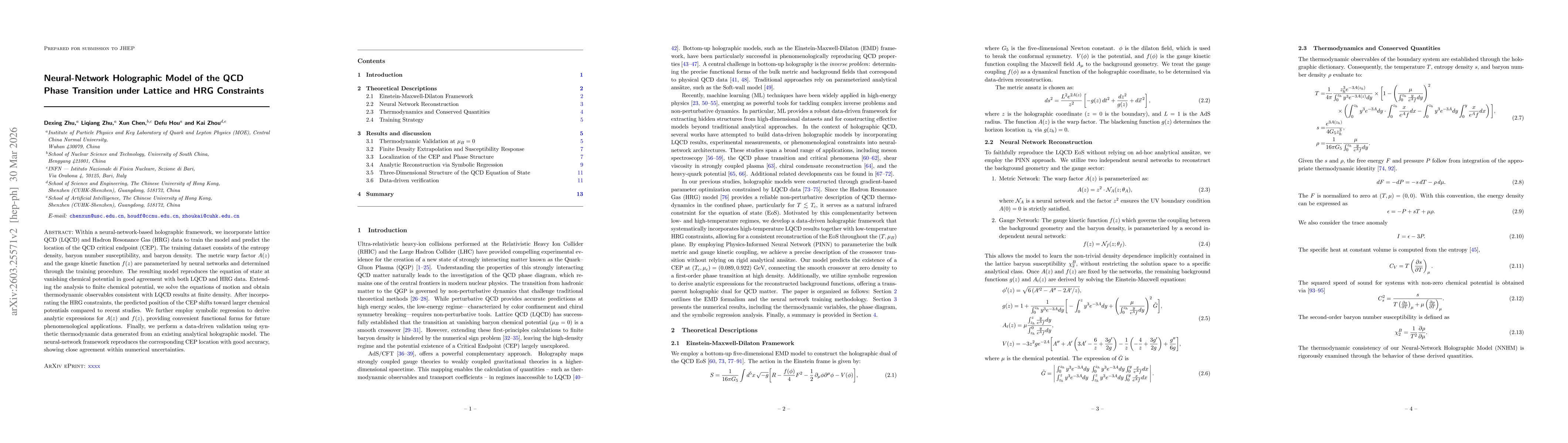 Thumbnail for Neural-Network Holographic Model of the QCD Phase Transition under Lattice and HRG Constraints