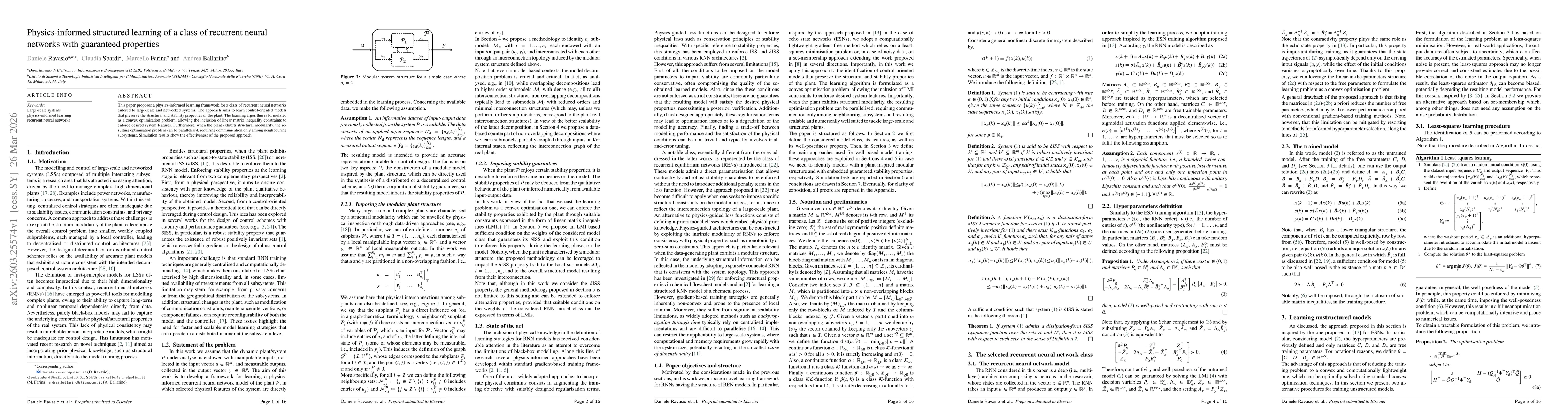 Thumbnail for Physics-informed structured learning of a class of recurrent neural networks with guaranteed properties