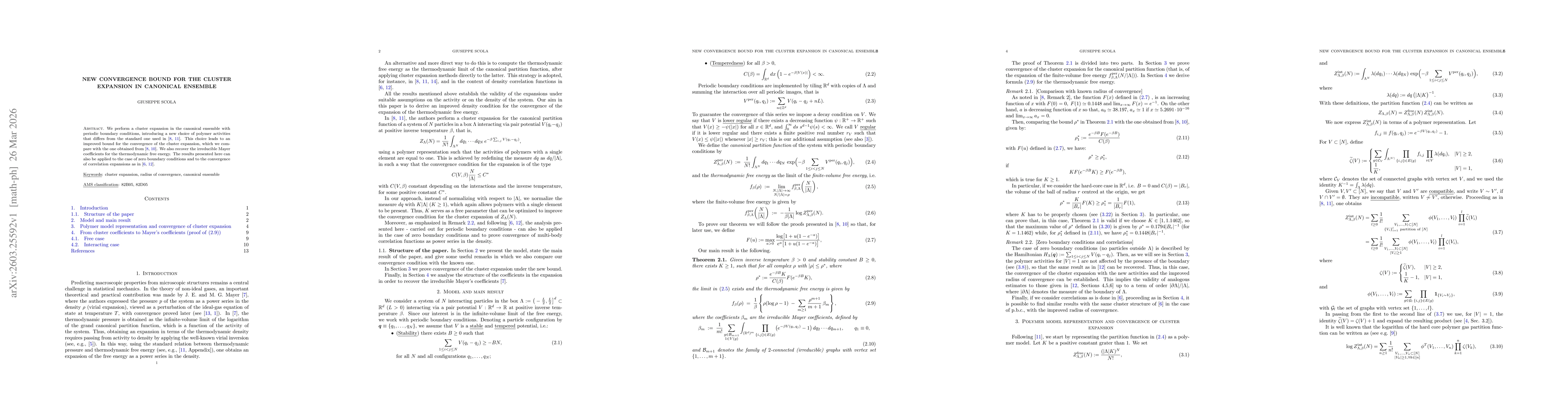 Thumbnail for New convergence bound for the cluster expansion in canonical ensemble