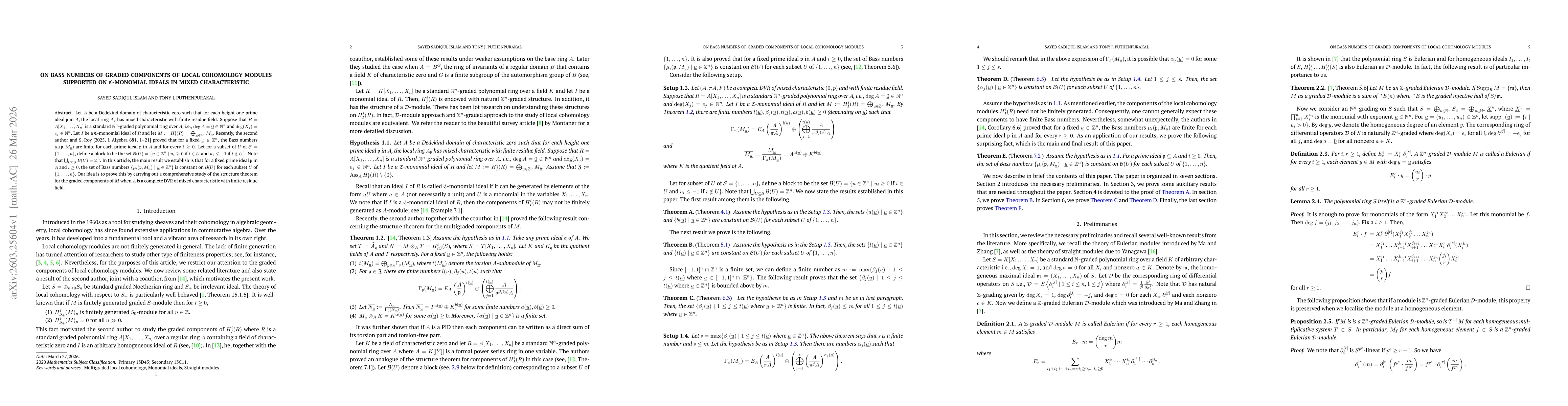 Thumbnail for On Bass numbers of graded components of local cohomology modules supported on $\mathfrak{C}$-monomial ideals in mixed characteristic