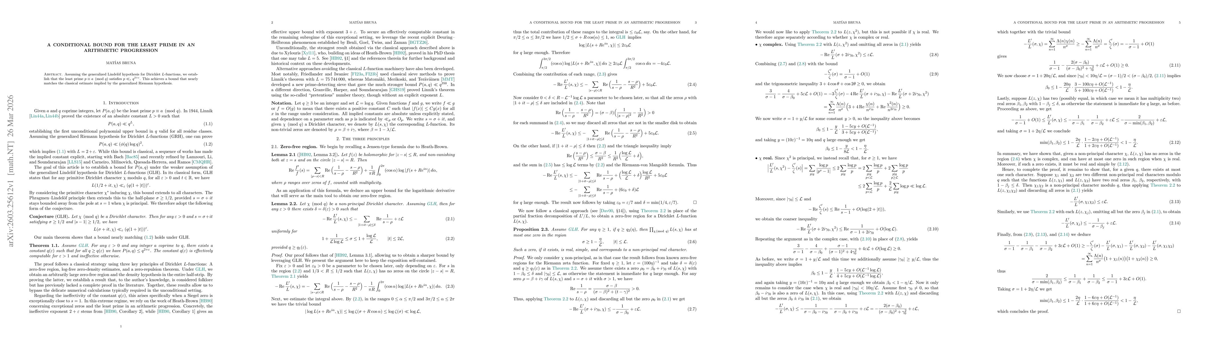 Thumbnail for A conditional bound for the least prime in an arithmetic progression