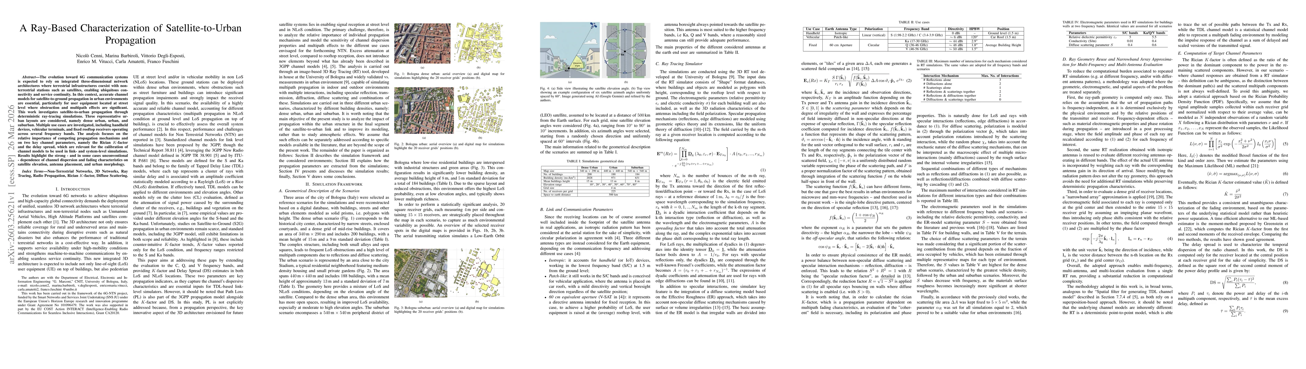 Thumbnail for A Ray-Based Characterization of Satellite-to-Urban Propagation