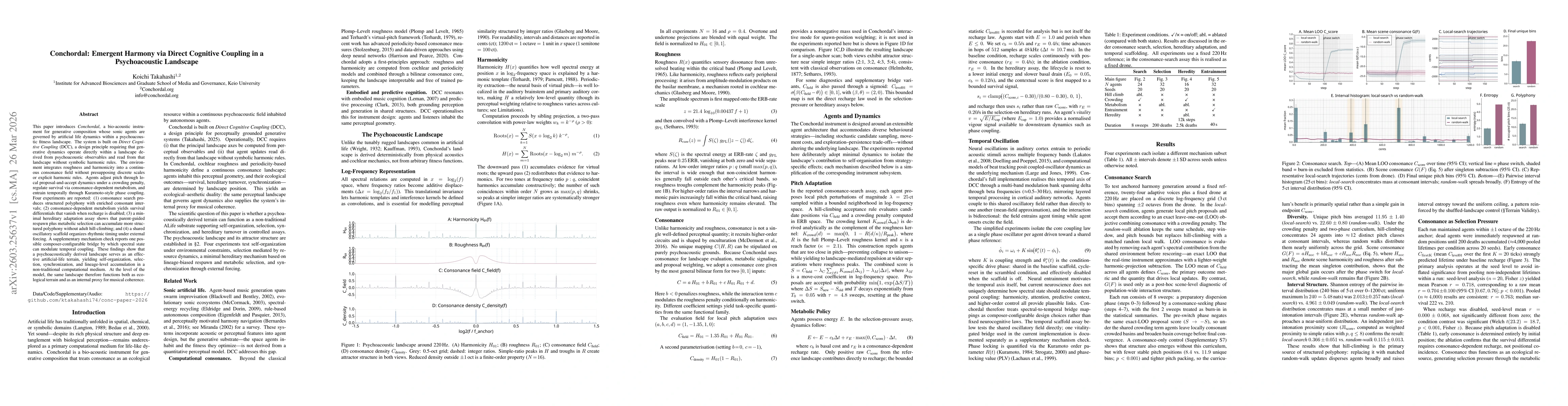 Thumbnail for Conchordal: Emergent Harmony via Direct Cognitive Coupling in a Psychoacoustic Landscape