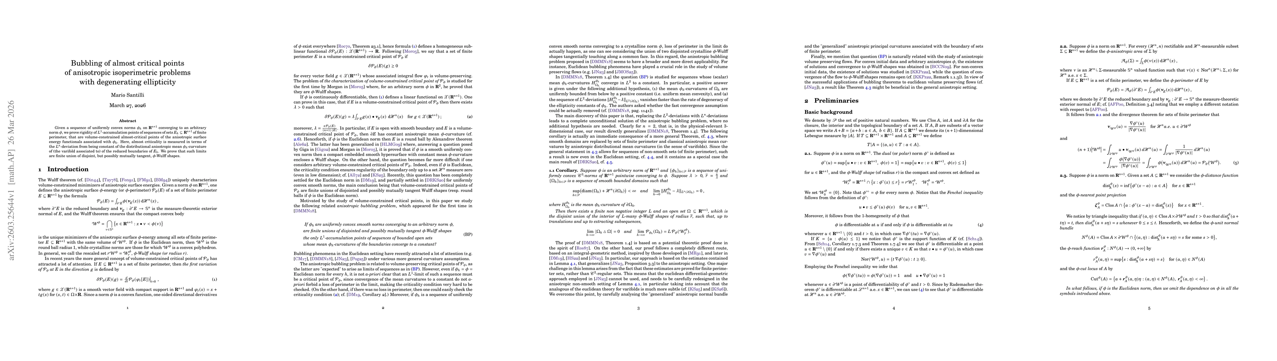 Thumbnail for Bubbling of almost critical points of anisotropic isoperimetric problems with degenerating ellipticity