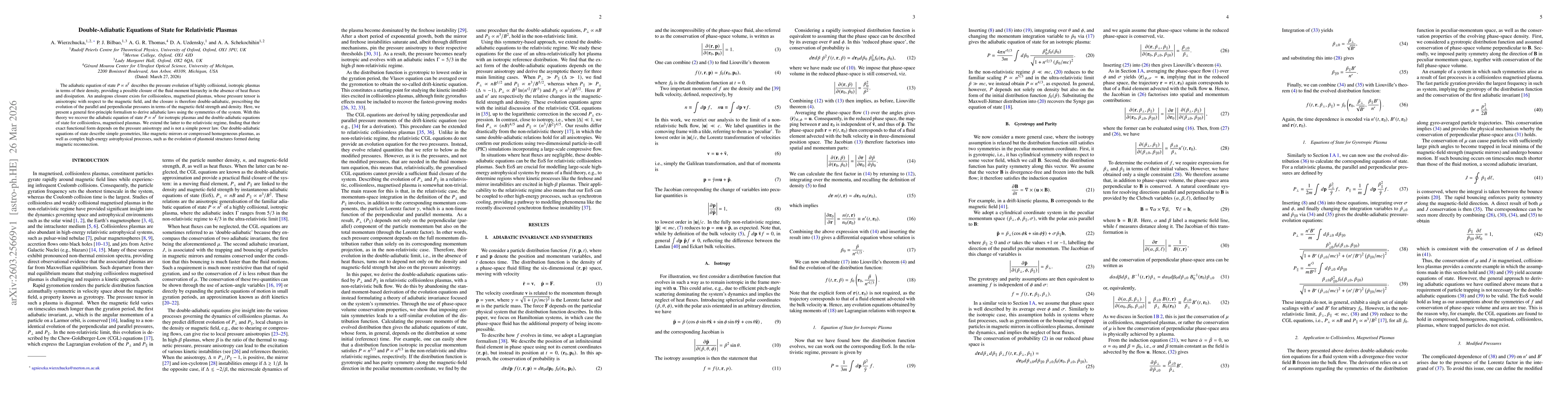 Thumbnail for Double-Adiabatic Equations of State for Relativistic Plasmas