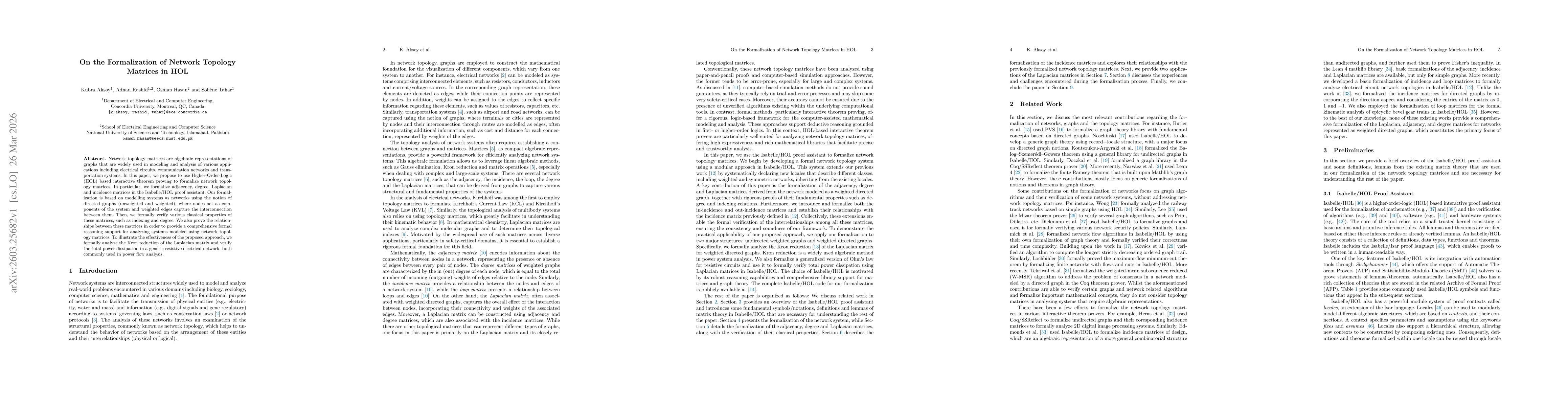 Thumbnail for On the Formalization of Network Topology Matrices in HOL
