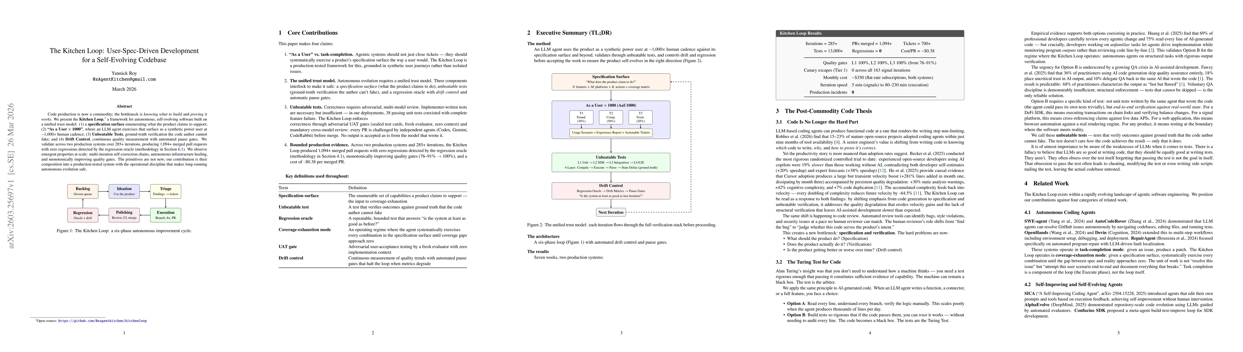 Thumbnail for The Kitchen Loop: User-Spec-Driven Development for a Self-Evolving Codebase