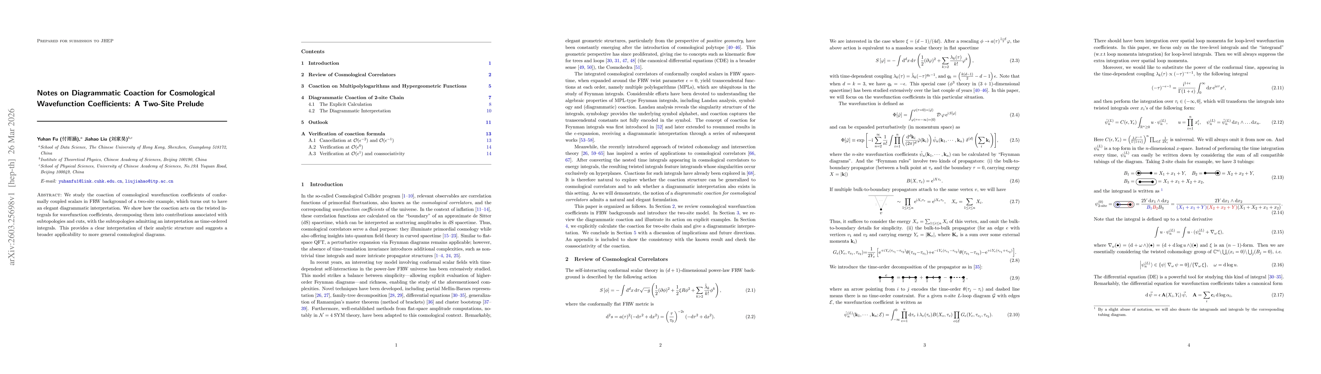 Thumbnail for Notes on Diagrammatic Coaction for Cosmological Wavefunction Coefficients: A Two-Site Prelude