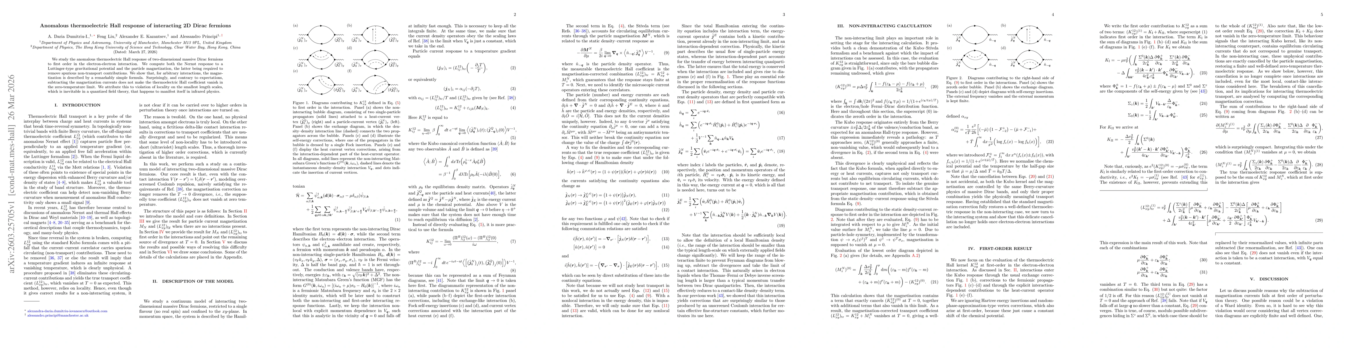 Thumbnail for Anomalous thermoelectric Hall response of interacting 2D Dirac fermions