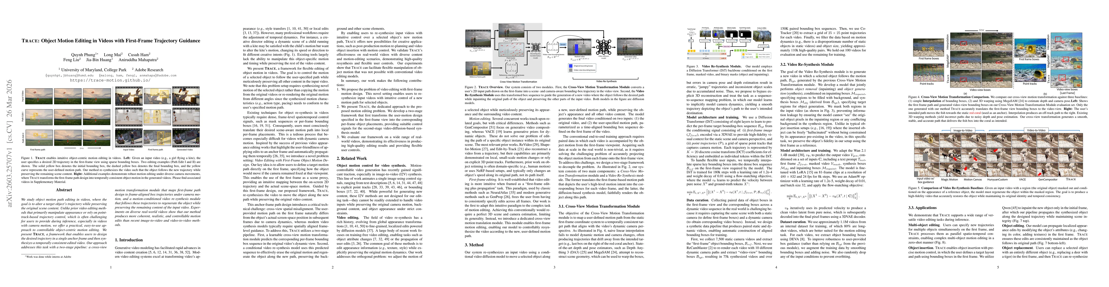 Thumbnail for TRACE: Object Motion Editing in Videos with First-Frame Trajectory Guidance
