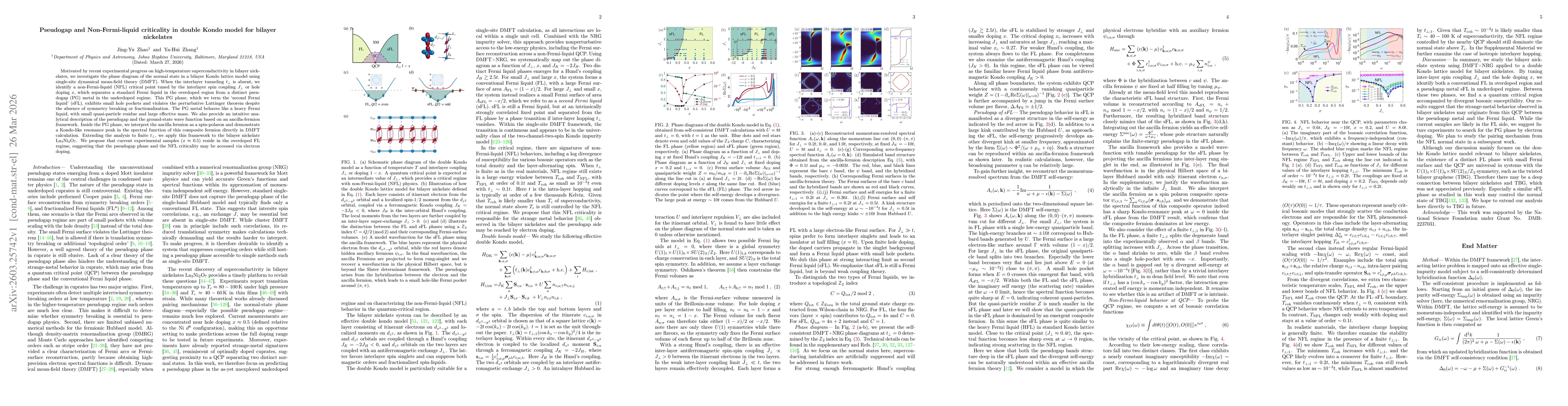 Thumbnail for Pseudogap and Non-Fermi-liquid criticality in double Kondo model for bilayer nickelates