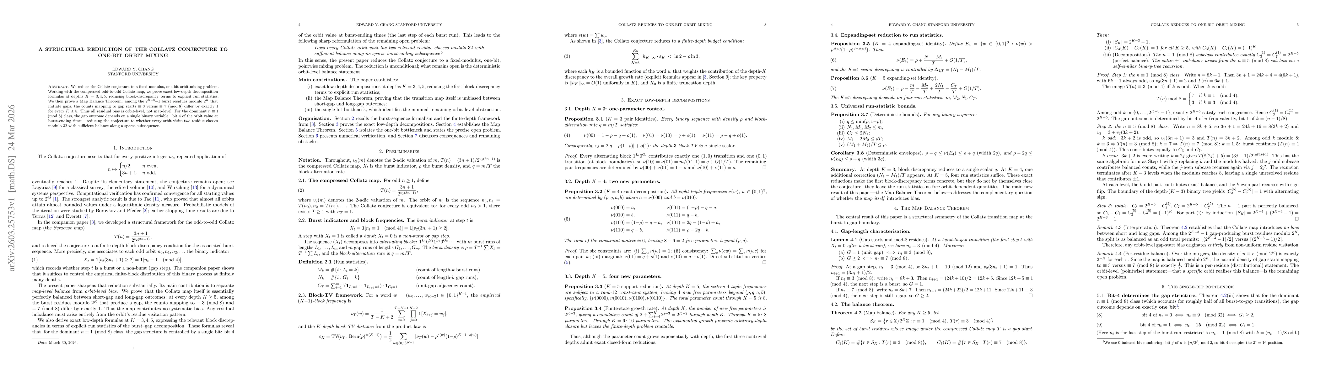 Thumbnail for A Structural Reduction of the Collatz Conjecture to One-Bit Orbit Mixing