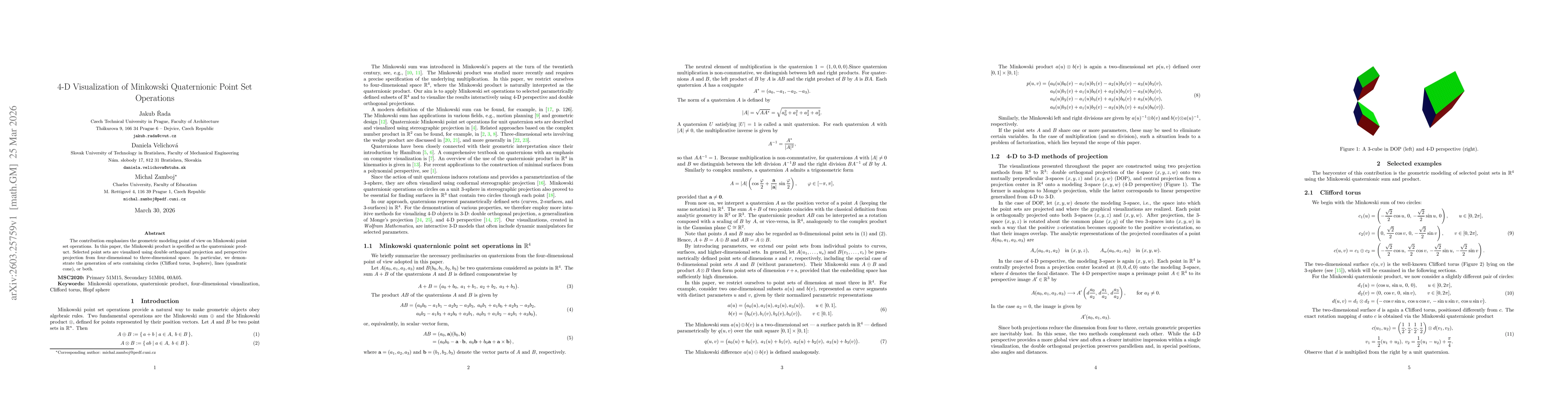 Thumbnail for 4-D Visualization of Minkowski Quaternionic Point Set Operations