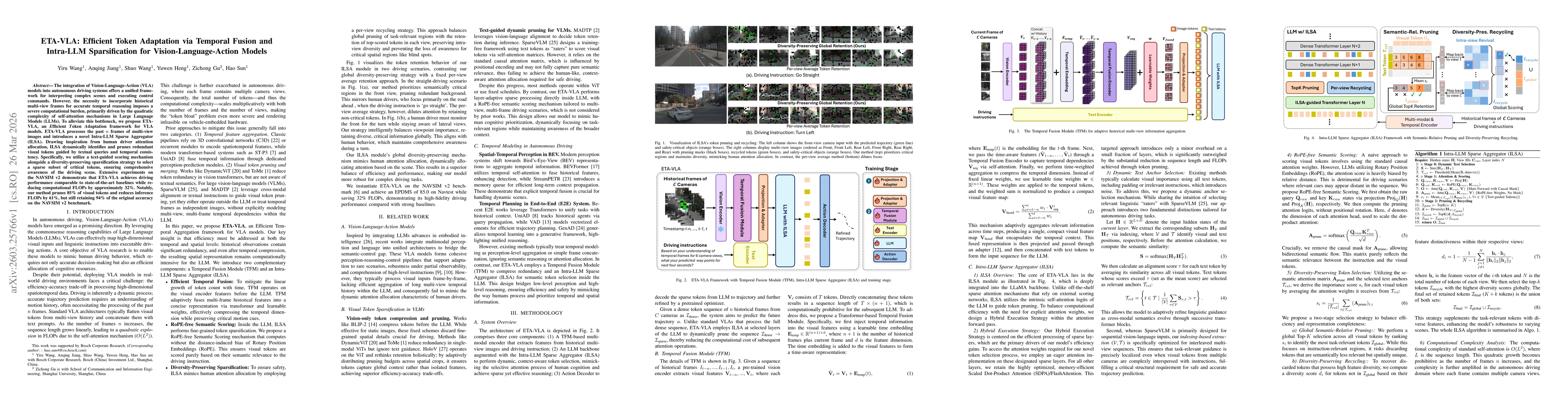 Thumbnail for ETA-VLA: Efficient Token Adaptation via Temporal Fusion and Intra-LLM Sparsification for Vision-Language-Action Models