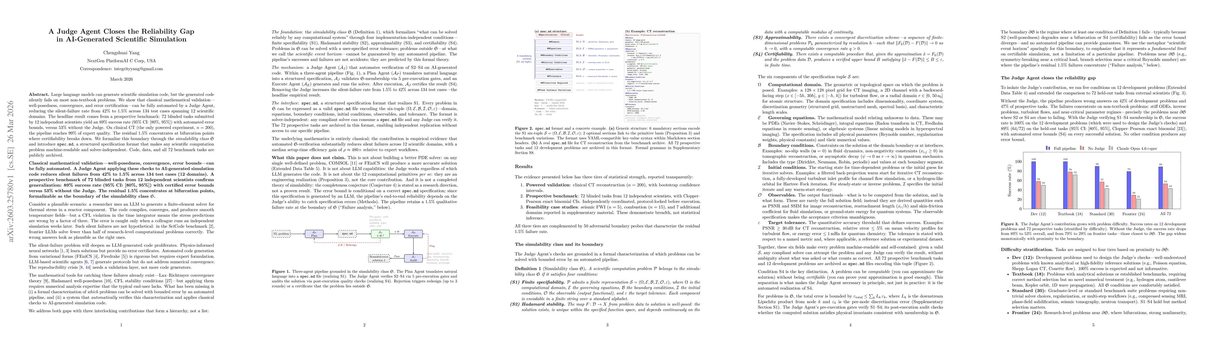 Thumbnail for A Judge Agent Closes the Reliability Gap in AI-Generated Scientific Simulation