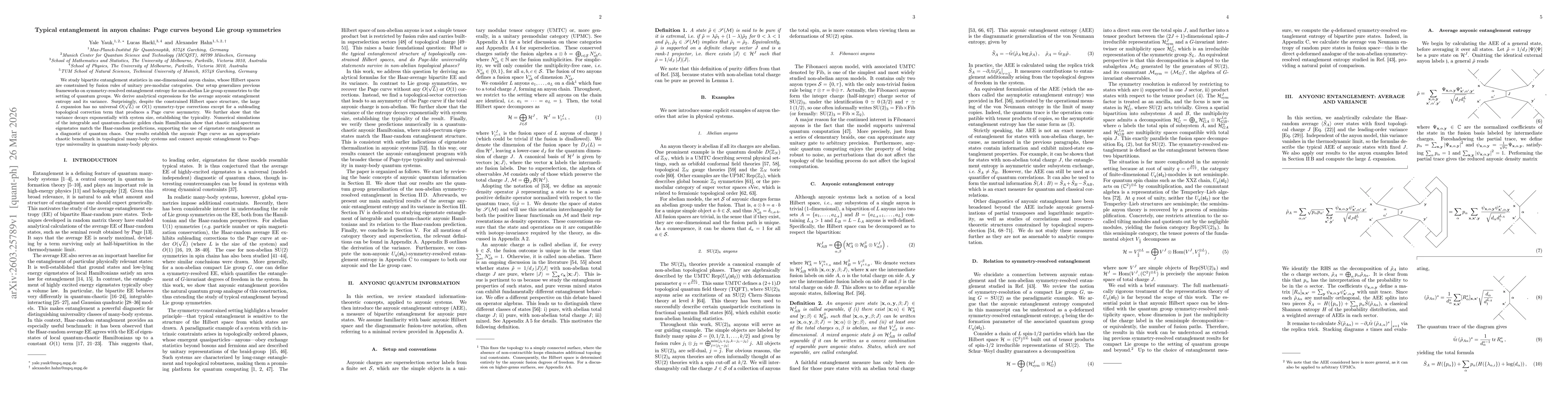 Thumbnail for Typical entanglement in anyon chains: Page curves beyond Lie group symmetries