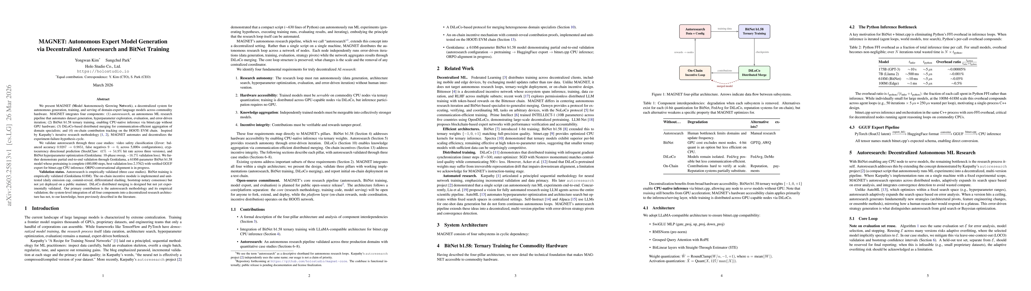 Thumbnail for MAGNET: Autonomous Expert Model Generation via Decentralized Autoresearch and BitNet Training