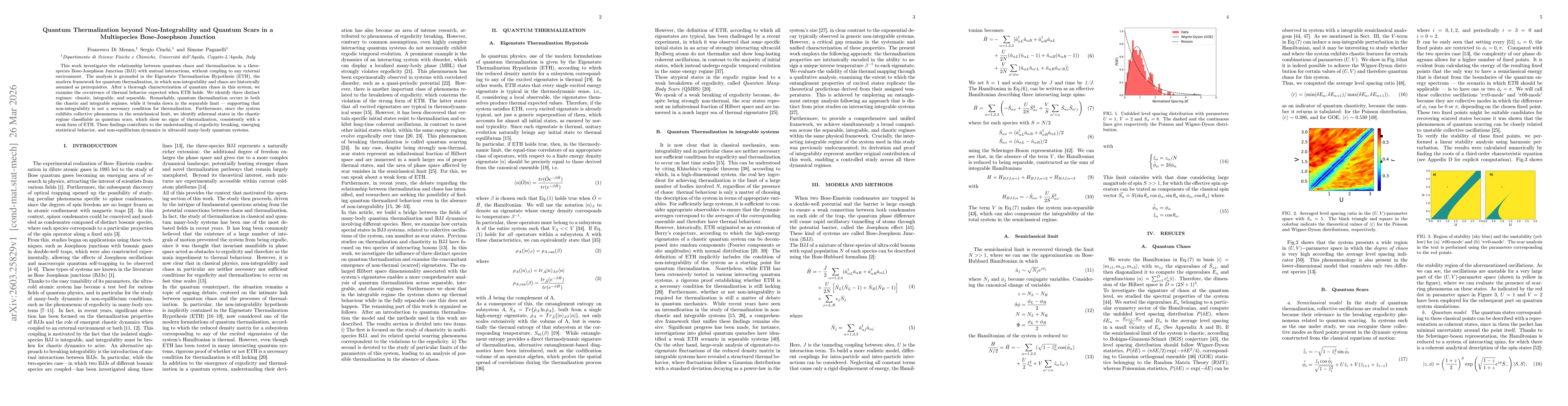 Thumbnail for Quantum Thermalization beyond Non-Integrability and Quantum Scars in a Multispecies Bose-Josephson Junction