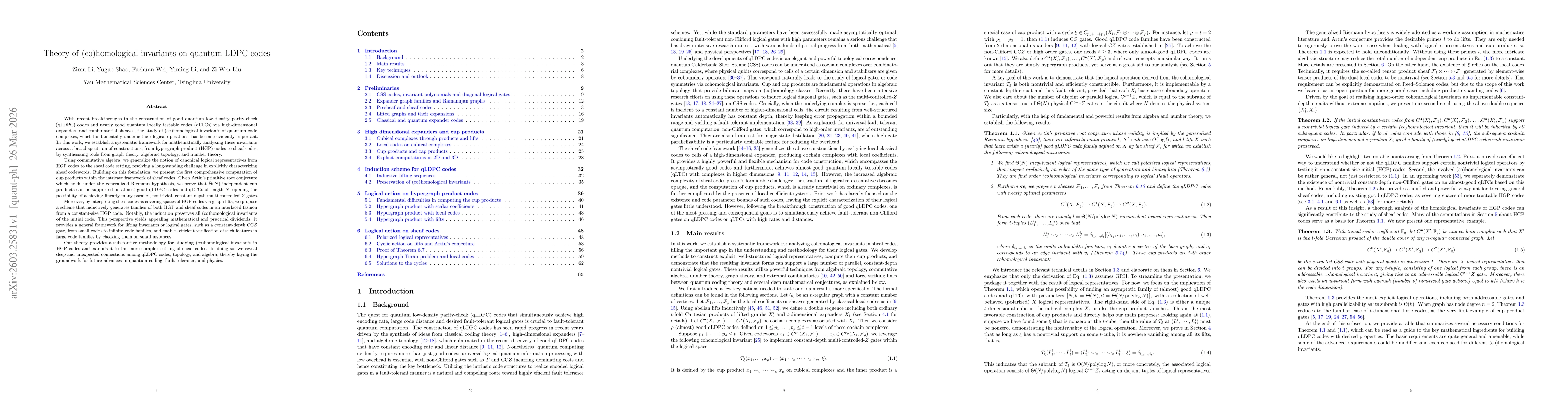 Thumbnail for Theory of (Co)homological Invariants on Quantum LDPC Codes