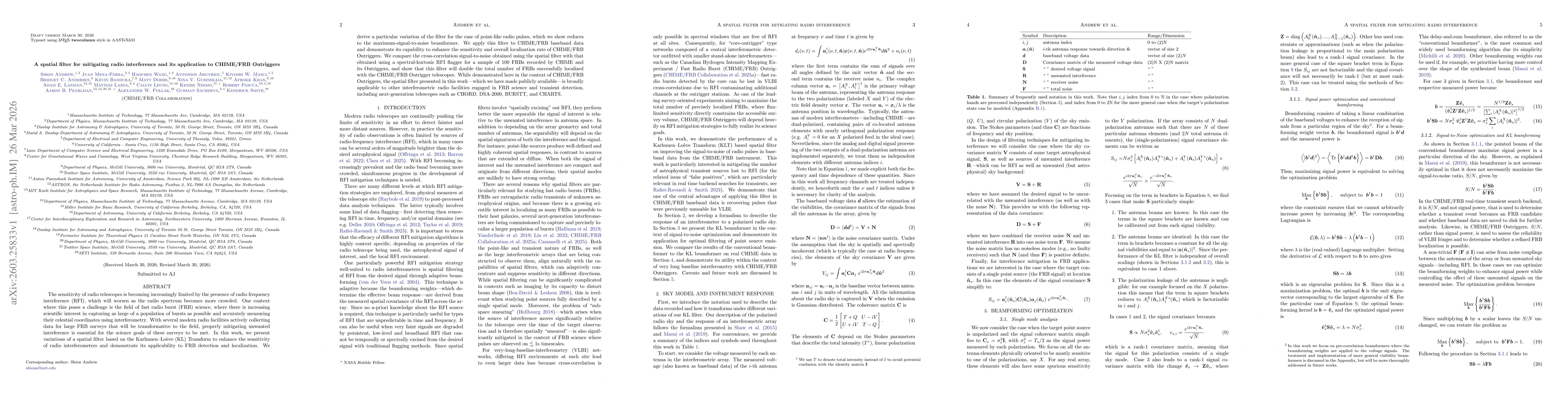 Thumbnail for A spatial filter for mitigating radio interference and its application to CHIME/FRB Outriggers