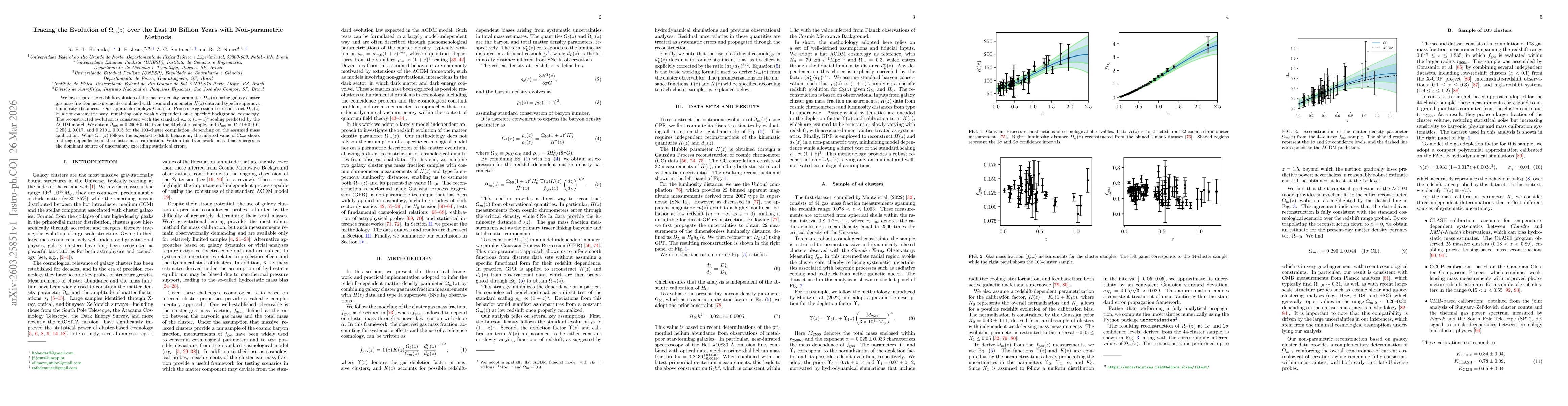 Thumbnail for Tracing the Evolution of $Ω_m(z)$ over the Last 10 Billion Years with Non-parametric Methods