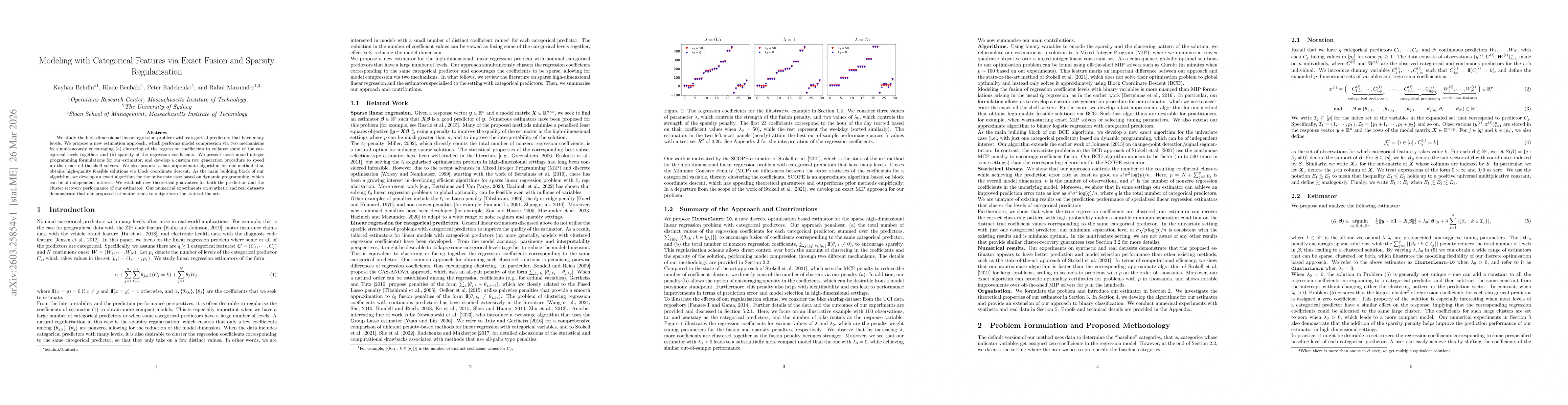 Thumbnail for Modeling with Categorical Features via Exact Fusion and Sparsity Regularisation