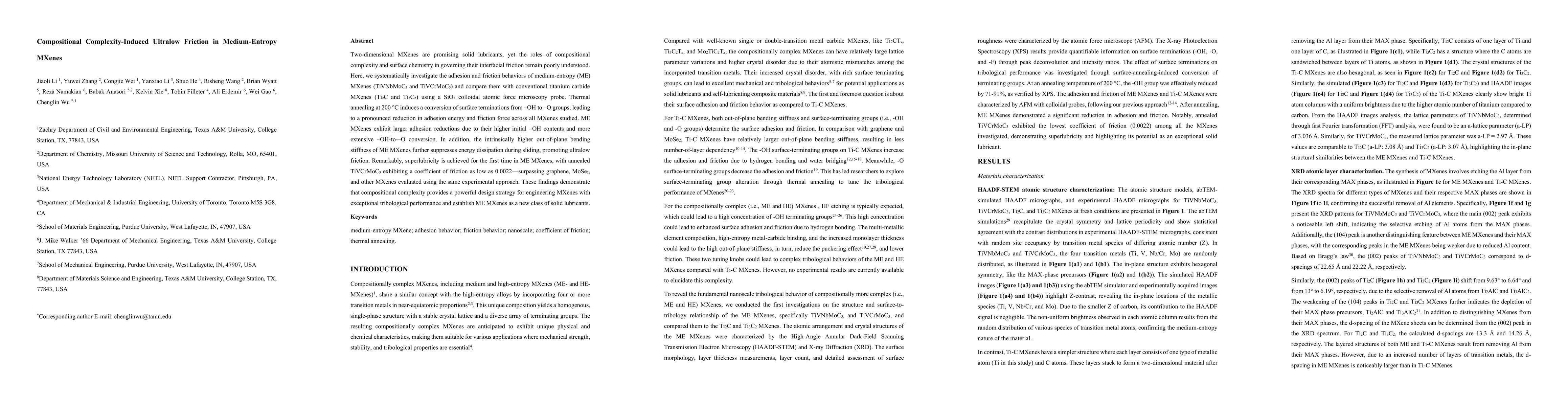 Thumbnail for Compositional Complexity-Induced Ultralow Friction in Medium-Entropy MXenes