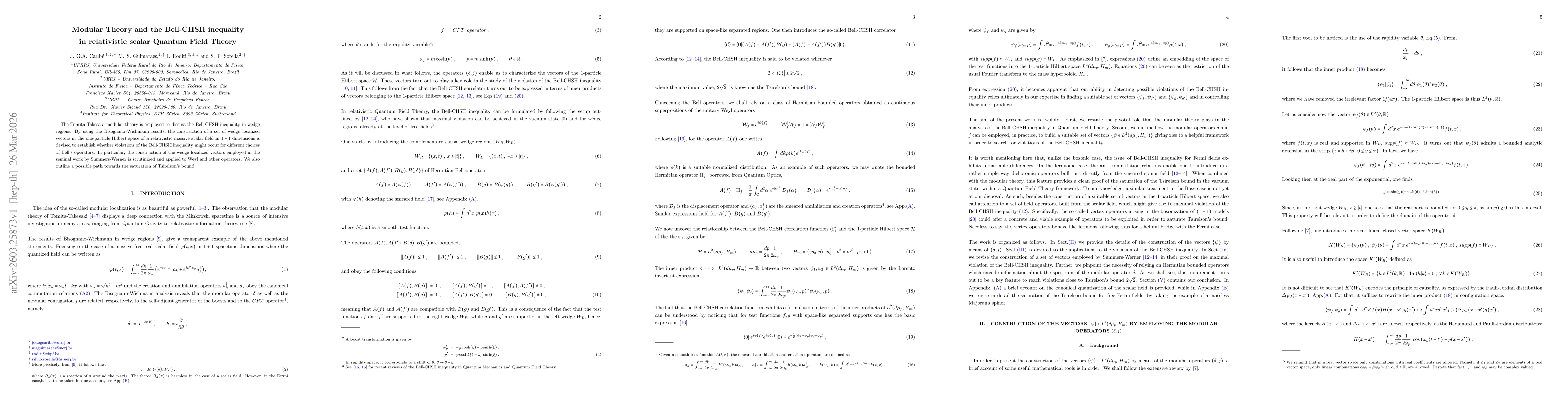 Thumbnail for Modular Theory and the Bell-CHSH inequality in relativistic scalar Quantum Field Theory