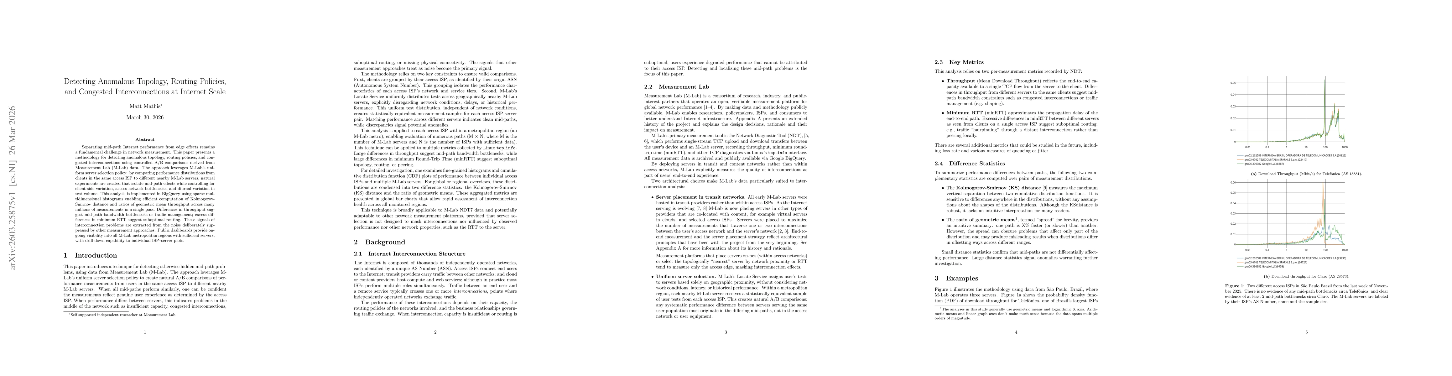 Thumbnail for Detecting Anomalous Topology, Routing Policies, and Congested Interconnections at Internet Scale