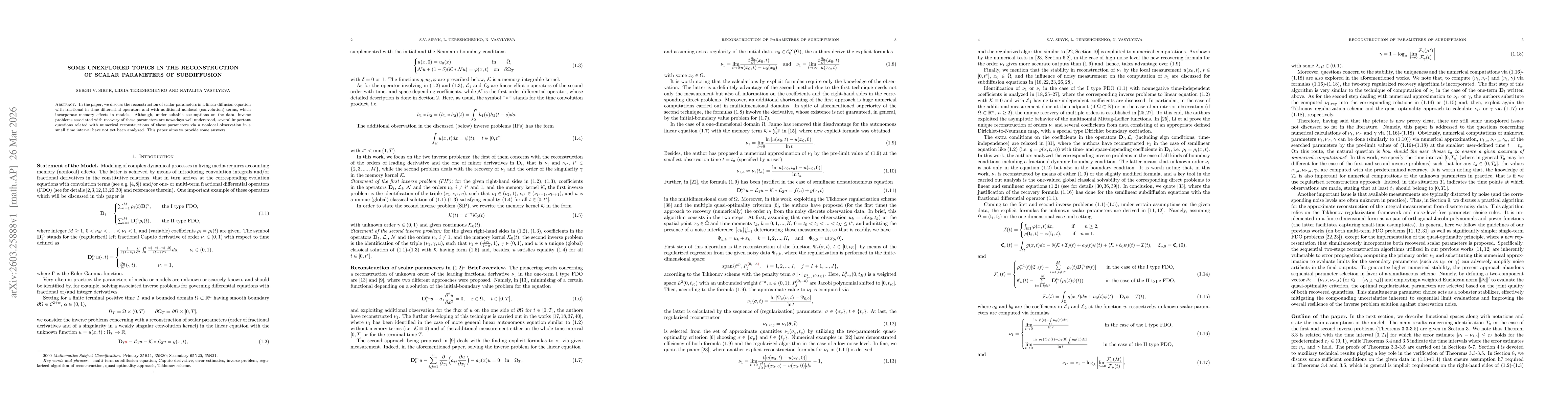 Thumbnail for Some Unexplored Topics in The Reconstruction of Scalar Parameters of Subdiffusion