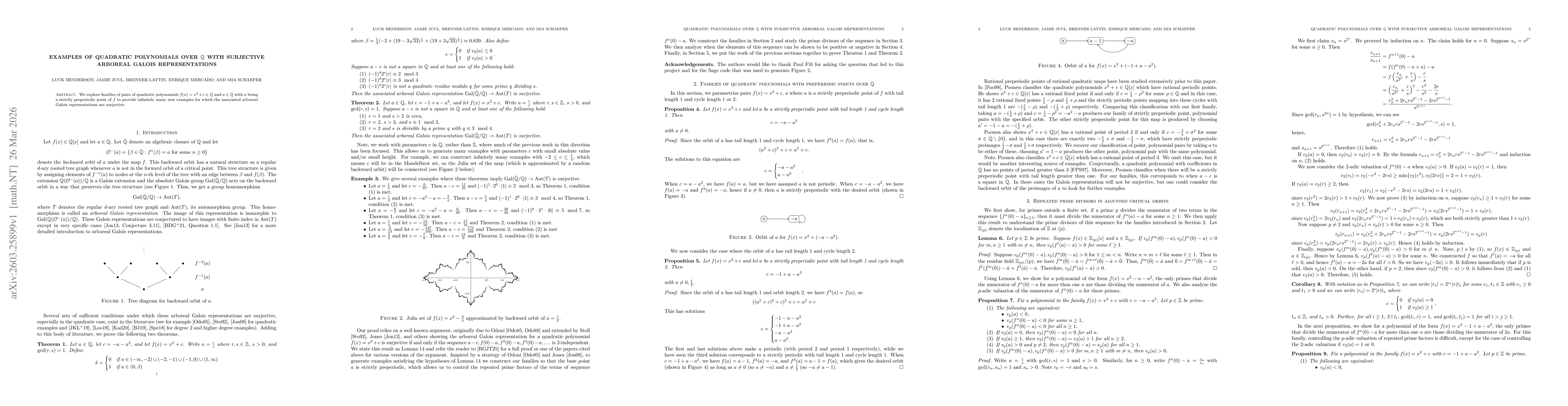 Thumbnail for Examples of Quadratic Polynomials over $\mathbb{Q}$ with Surjective Arboreal Galois Representations