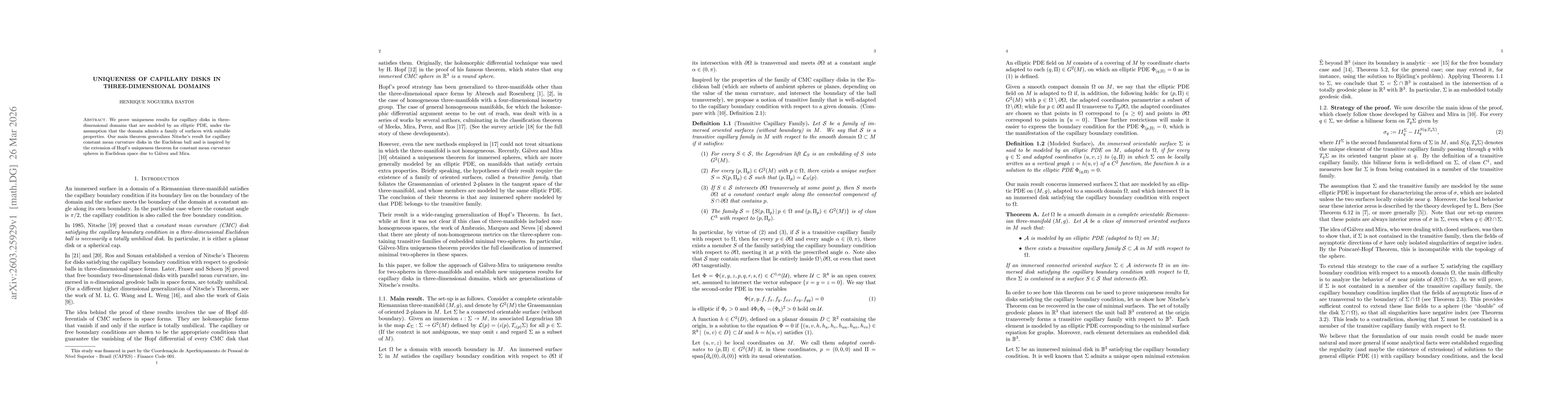 Thumbnail for Uniqueness of capillary disks in three-dimensional domains