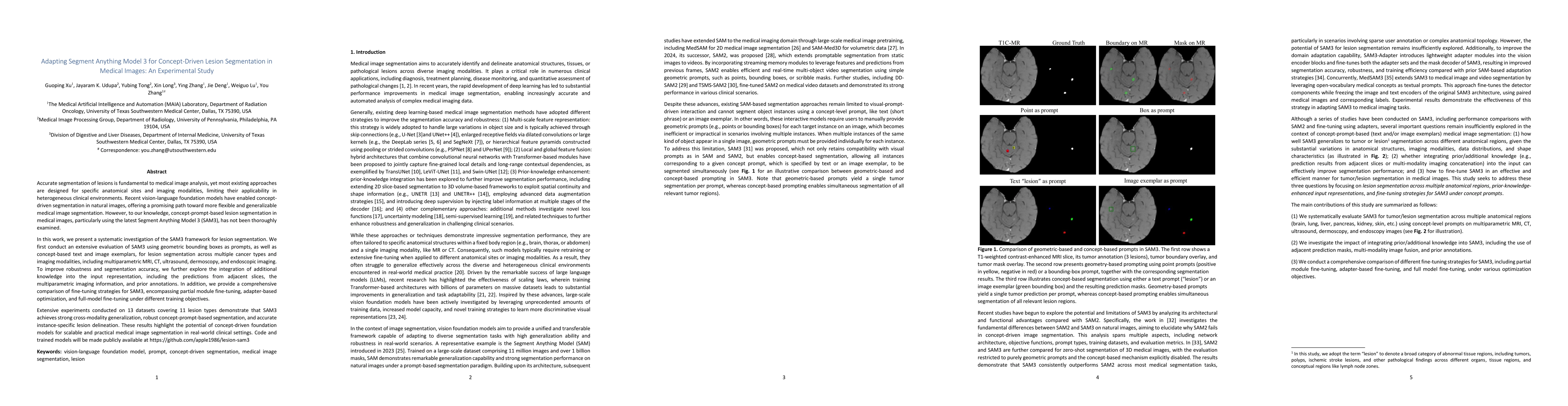 Thumbnail for Adapting Segment Anything Model 3 for Concept-Driven Lesion Segmentation in Medical Images: An Experimental Study