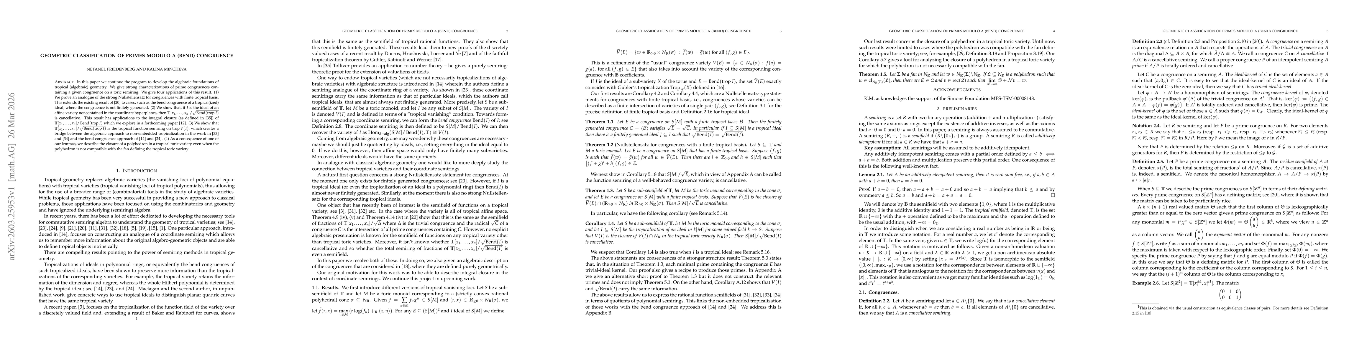 Thumbnail for Geometric classification of primes modulo a (bend) congruence