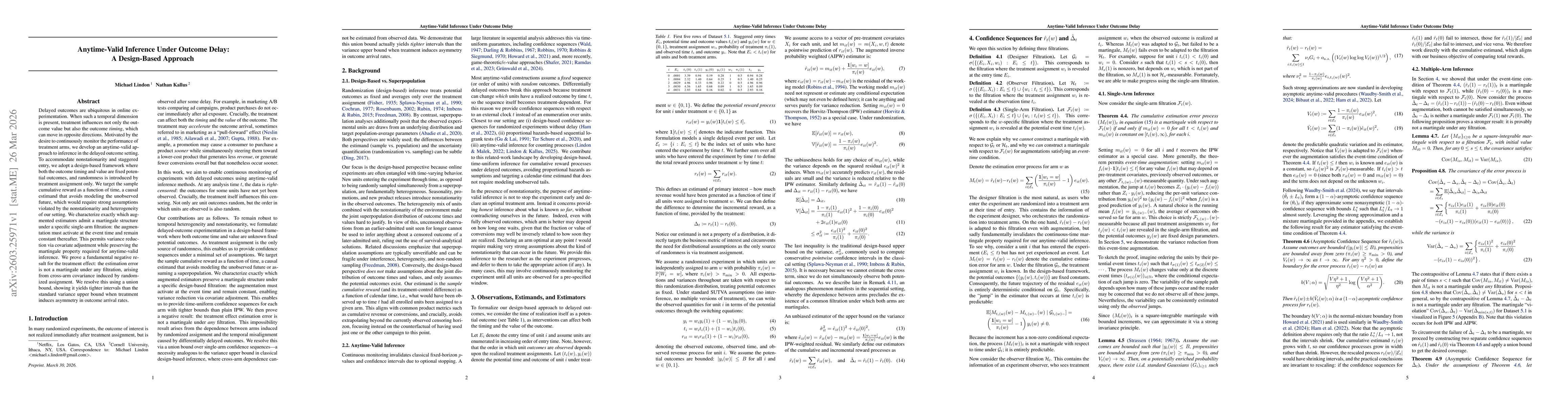 Thumbnail for Anytime-Valid Inference Under Outcome Delay: A Design-Based Approach