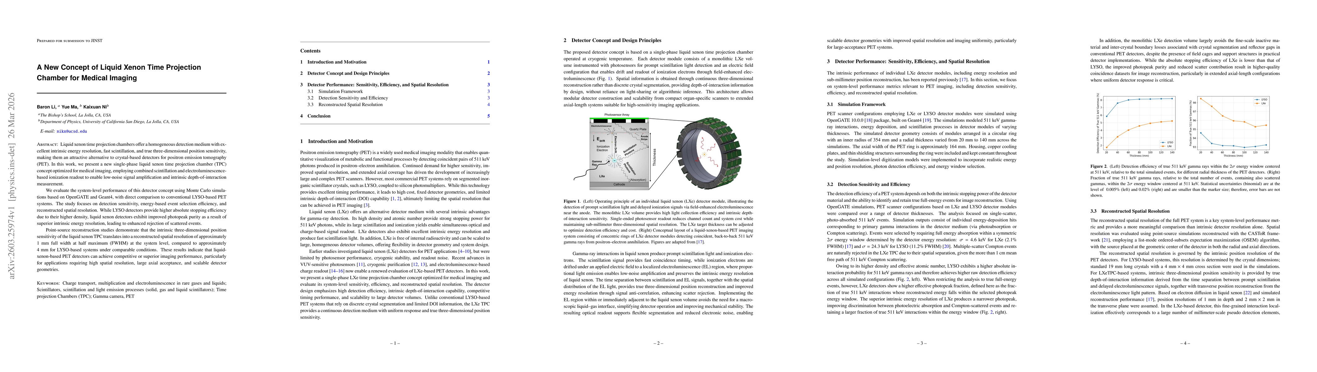 Thumbnail for A New Concept of Liquid Xenon Time Projection Chamber for Medical Imaging